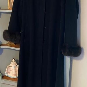 Marvin Richards long  hooded coat with fur cuffs and hood